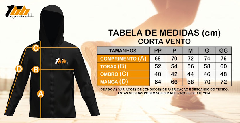 TBH Esportes - Medidas Corta Vento Novo