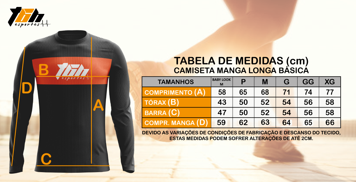 TBH Esportes - Medidas Camiseta Manga Longa - Ecco