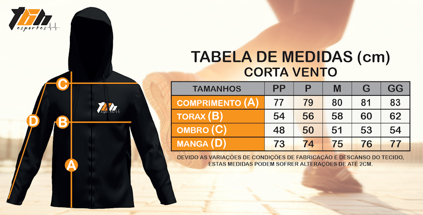 TBH Esportes - Medidas Corta Vento